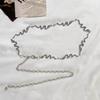 Sparkling Multilayered Metal Waist Chain Rhinestone Decor Golden Silvery Metal Chain Punk Dress Girdle For Women