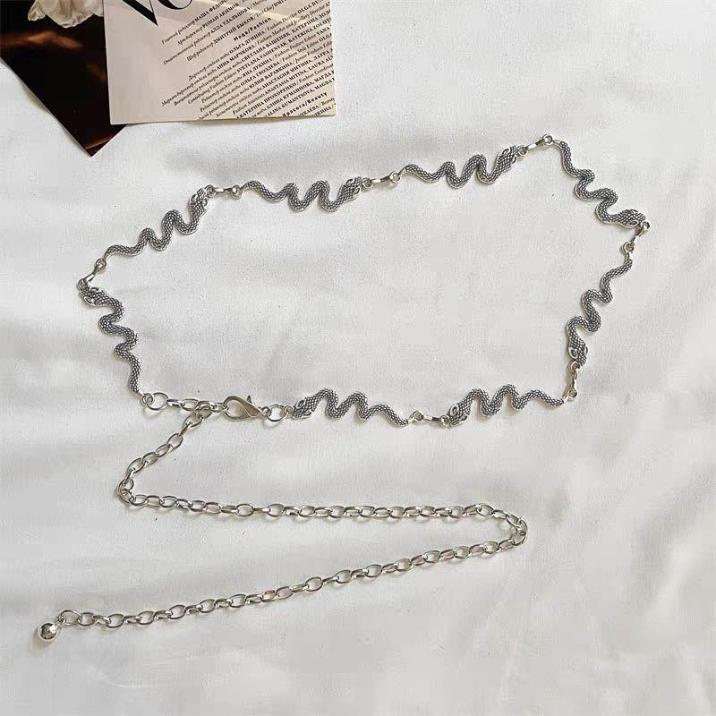 Sparkling Multilayered Metal Waist Chain Rhinestone Decor Golden Silvery Metal Chain Punk Dress Girdle For Women