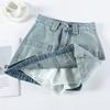 Anti-exposure Thin A-line High-waisted Internet Celebrity A-line Skirt Women's Loose Skirt Hot Girl Denim Shorts Skirt Summer