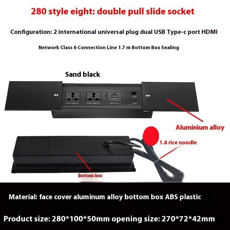 Enchufe de Escritorio para Conferencias Tipo Embebido Mejorado Tipo Oculto Multifuncional 3 Agujeros 5 Agujeros Enchufe Deslizante Lateral de Mesa Isla