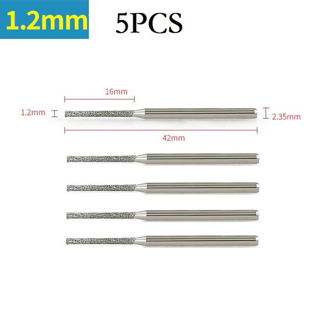 5 PCS 0.8-2.5mm Diamond Coated Drill Bits 2.35mm Shank For Glass Jade Amber Glass Diamond Punching Needle