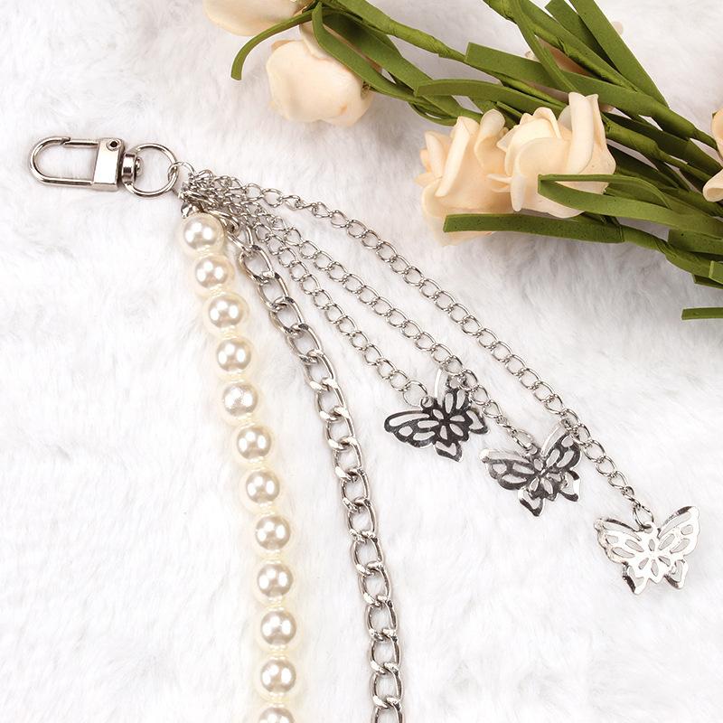 Multi-layer Fringed Pearl Butterfly Trouser Chain Feminine Geometric Chain Metal Texture Retro Waist Chain