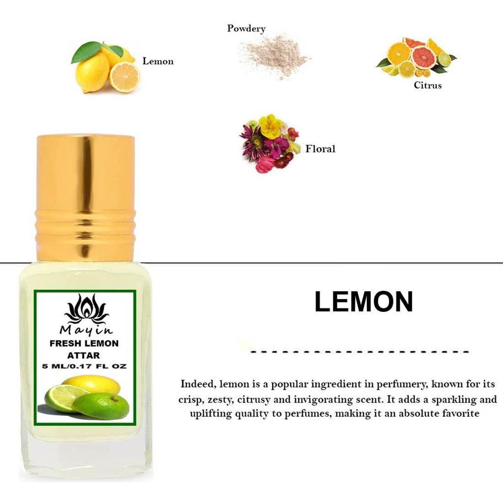 Mayin Frisches Zitrone Attar Flüssiges Parfüm Für Unisex, 5ml