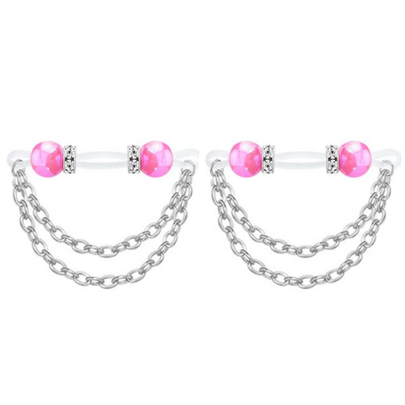 New 1 Pair Adjustable Fake Nipple Rings No-Pierce Acrylic Nipple Rings With Glitter Beads Perfect For Party