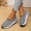 Lightweight Breathable Women's Slip-On Running Shoes Houndstooth Pattern Casual Sneakers with TPR Sole for All-Season Outdoor Walking