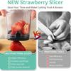 1pc Stainless Steel Fruit Slicer, Multifunctional Strawberry Slicer & Vegetable Chopper with Manual Pusher, Rectangular Blade, Container Included