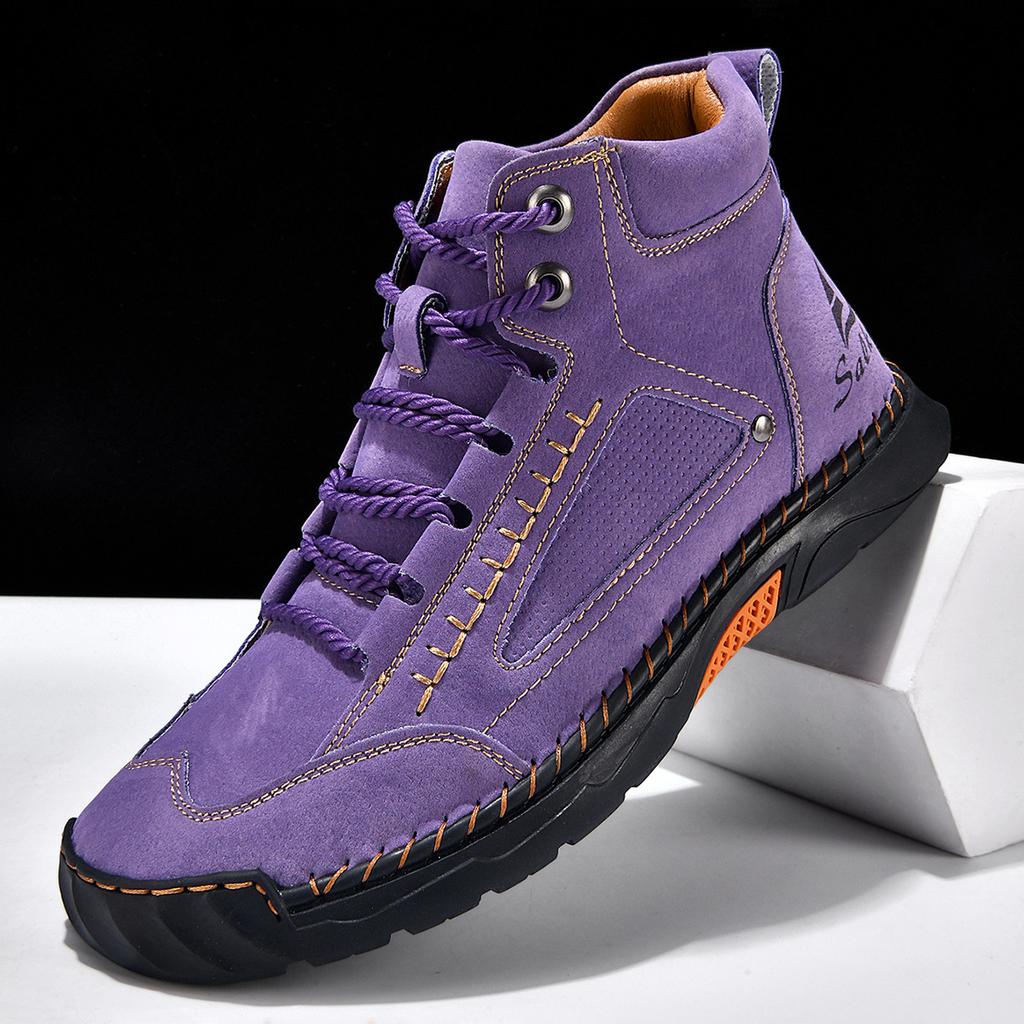 Plus Size Men Boots Outdoor Ankle Boots Retro Lace-Up High-Top Casual Shoes Non-slip Soft Leather Boots Handmade Flat Men Shoes