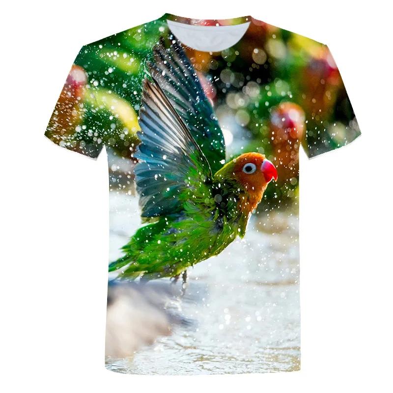 

Fashionable Men s T-shirt With Parrot Pattern Summer Hip Hop 3d Hd Printing Casual Trend Colorful Personality Short Sleeve Shirt 6XL