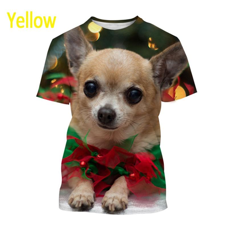 Cute Animals 3d Mens Graphic Tshirts Women Funny Chihuahua Dog Pattern T Shirt Kid Street Breathable O Neck Short Sleeve T-shirt