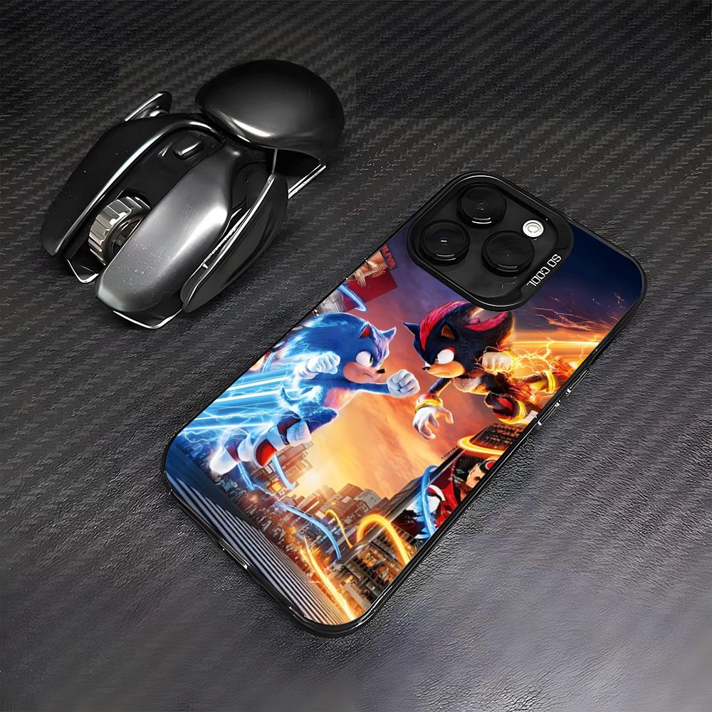 Cute S-Sonics Hedgehog Phone Case For IPhone17 Air 16 15 14 Plus 13 12 11 Pro 7 8 XS Max XR Silver Black Bumper Case