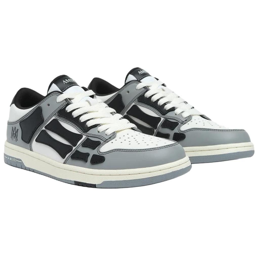 AMIRI Skel Top Low Cow Leather, Leather Low top Skateboard Shoes Men's Gray AMFOSR1077-001