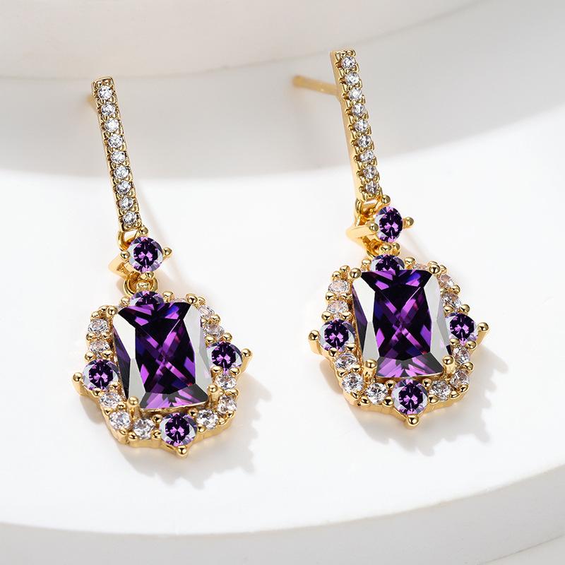 New Hot Selling Products with European and American Temperament Simple and Atmospheric Full Diamond Womens Pendant Earrings and Ear Buckles