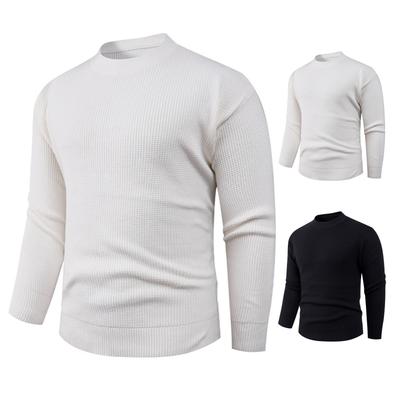 Men's Casual And Fashionable Sweater, Long-sleeved Round-neck Knitted Small Checkered Top