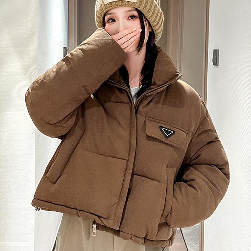 

Модные зимние короткие парки женские теплые куртки стойка воротник толстые женские пальто XL коричневый