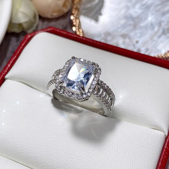 Wedding Band Shining Square Rhinestone Hypoallergenic Geometric Western Style Decorate Accessory Inlay Zircon Wide