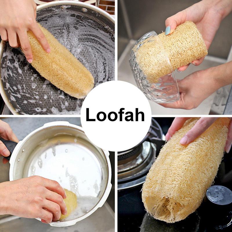 1Pcs Natural Loofah Luffa Kitchen Cleaning Brush Pot Bowl Dishes Sponge Scrubber Dish Towels Bath Shower Scrubbing 20-29cm
