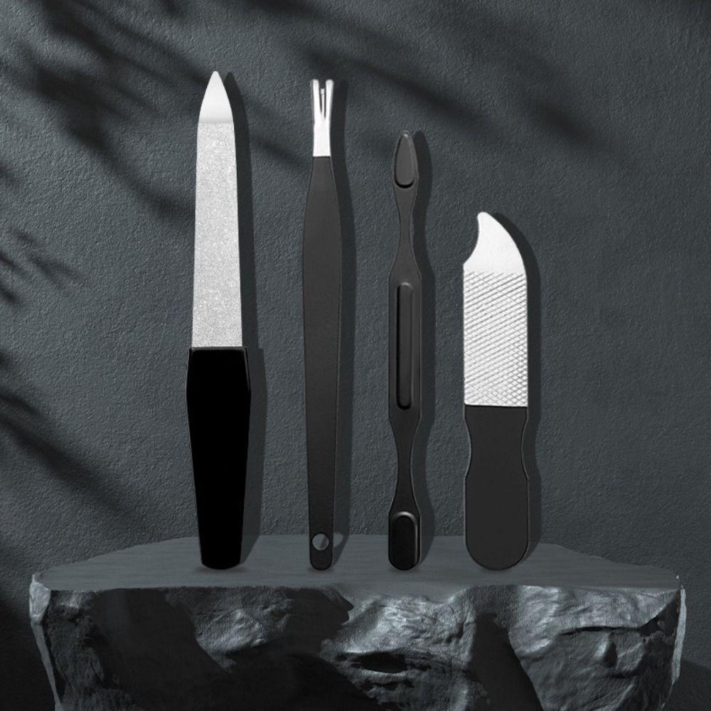 13/24pcs Anti-slip Design Stainless Steel Nail Clipper Set Sharp Black Manicure Set with PU Case Pedicure Tool Kit