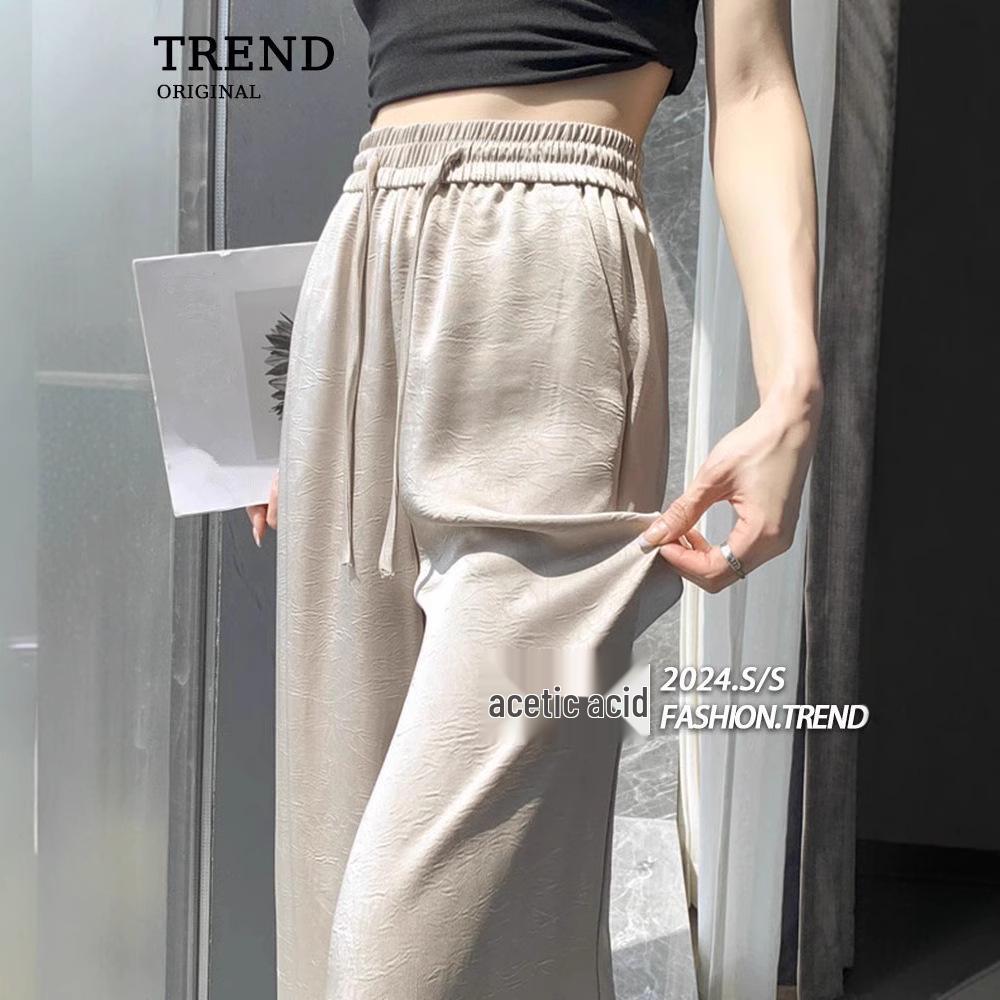 

Women s 2025 Summer Acetate Satin Wide-Leg Ice Silk Pants XL (121-130 jin)