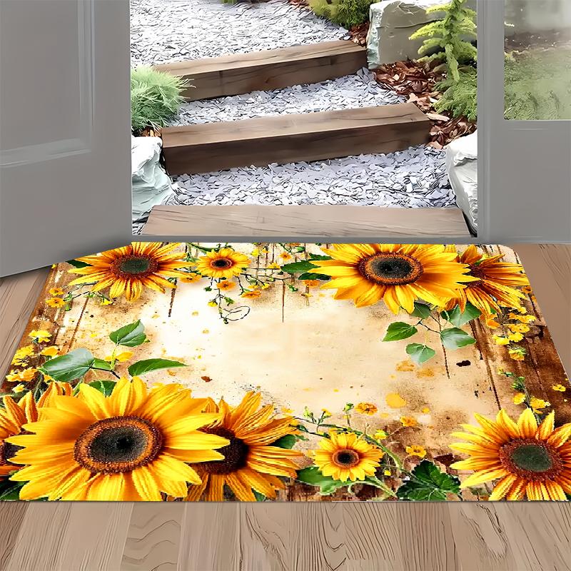 1PC Sunflower Pattern Kitchen Rugs Non-Slip Home Door Mats Pop design Bathroom Rugs Bath Mat Carpet for Home Sink Laundry Decor