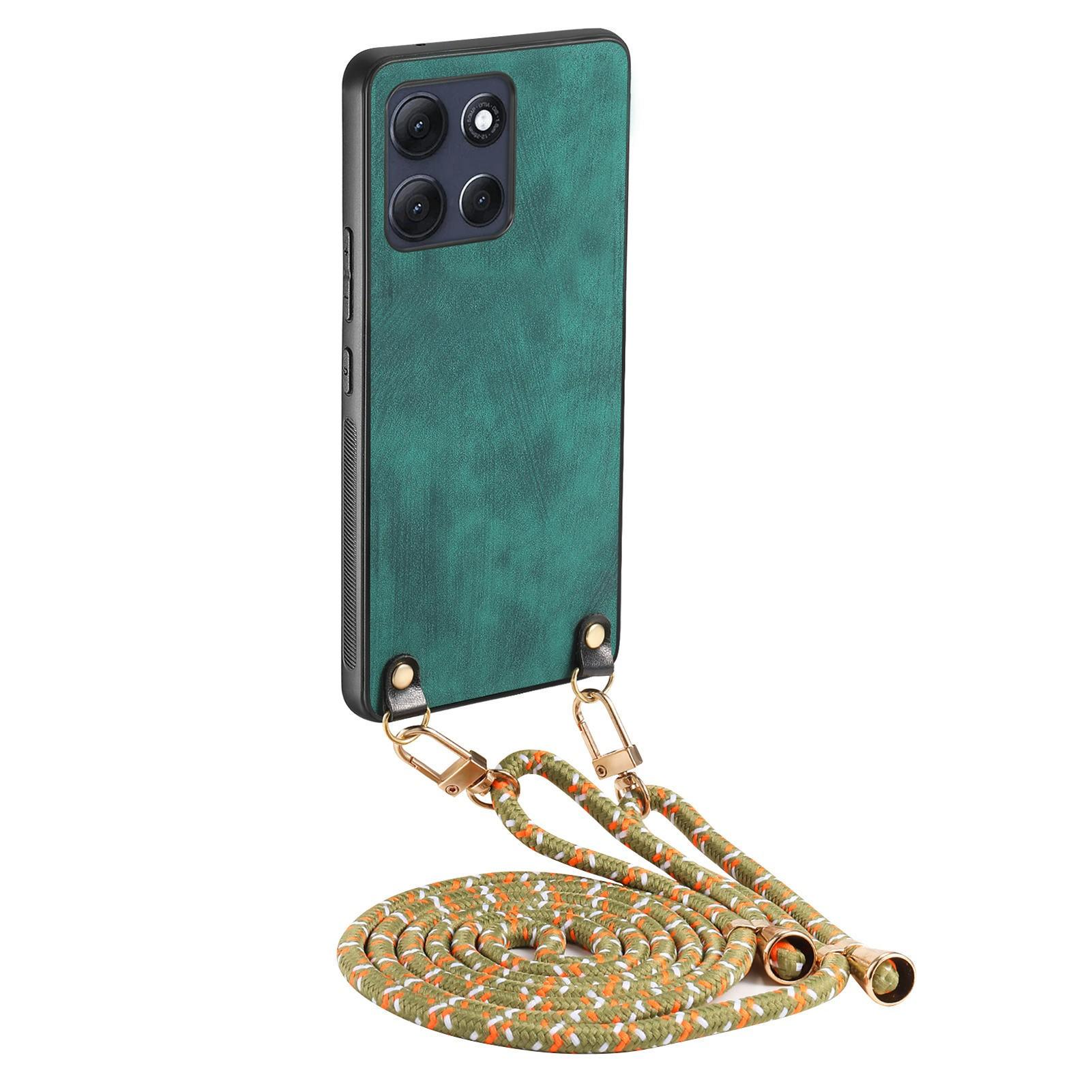 

For Motorola Moto G86 5G Retro Leather Phone Back Cover with Adjustable Strap