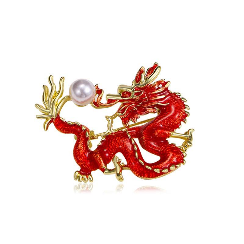 Retro Drip Oil Cartoon Dragon Brooch - Men's Suit Pin Accessory