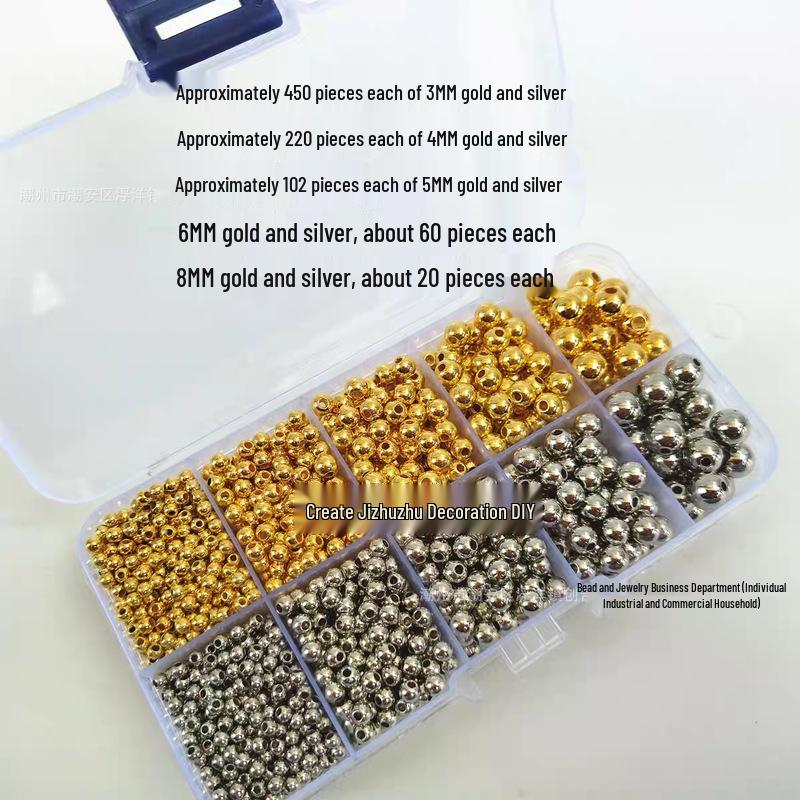 

High-Grade Gold & Silver Round CCB Beads: 4/5/6/8MM DIY Jewelry Accessories