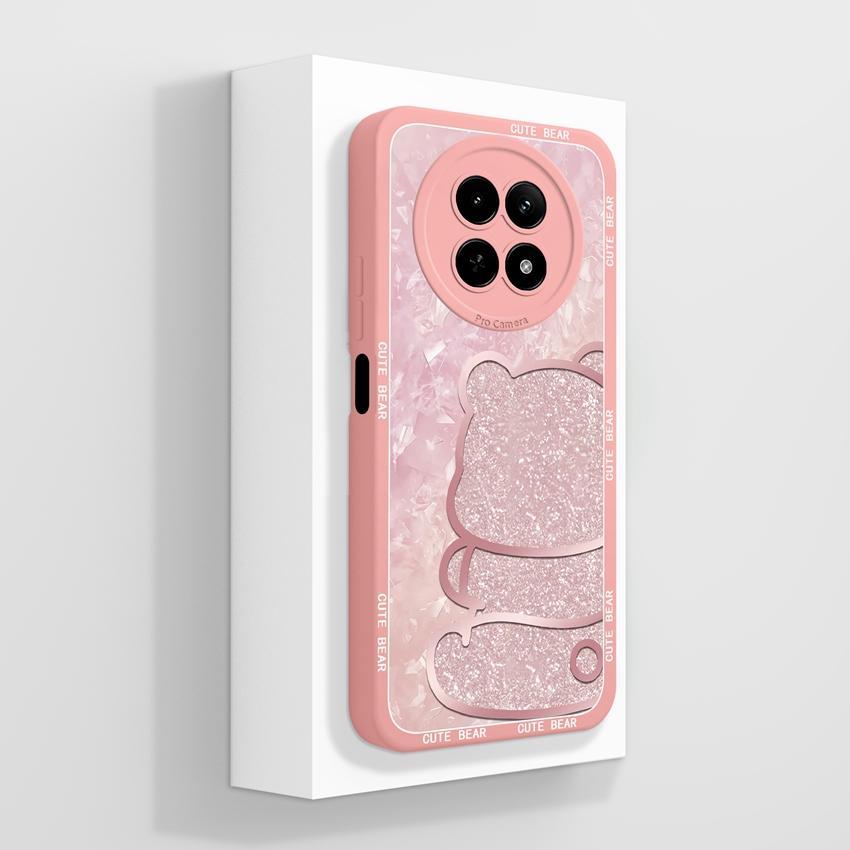 Case For Oppo Realme 12 13 14 P1 P2 Pro 14T 12X Phone Bags Cute Bear Paw Patterns Liquid Silicone Upgraded Dustproof Protective Shell For Oppo Housing