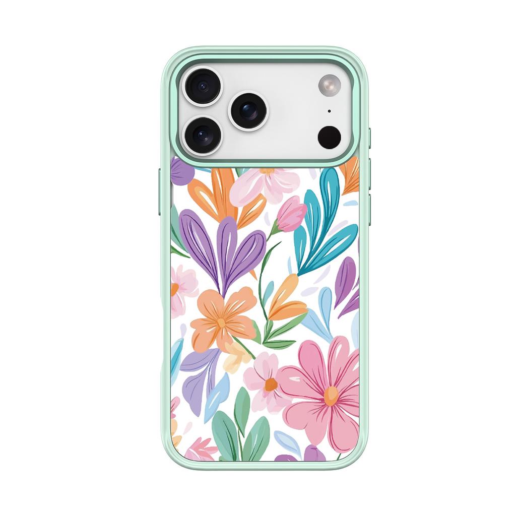 Applicable To Apple 17Pro Mobile Phone Case, Advanced Sense 16 Replaceable Back Plate 15promax Magnetic Mobile Phone Case, Bright Flower.