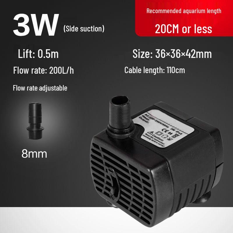 Goldfish Tank Mini Silent Submersible Pump for Rockery Waterfall, Fountain, and Circulation Filter.