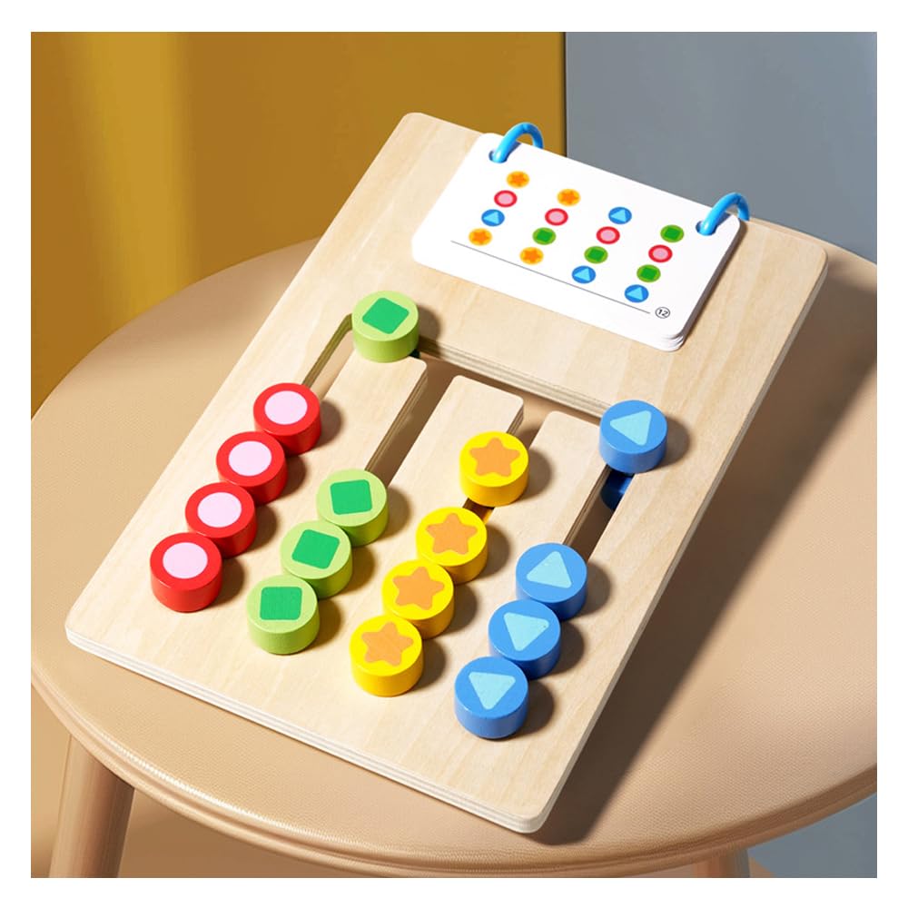 Wooden Puzzle, Educational Game, Montessori Education, Wooden Color Matching Puzzle, Double-Sided Puzzle, Color and Shape Recognition, Finger