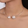 Gold and Silver Large Pearls Necklace Korean Style Open Collar Necklace Heart Collar Choker  Gift
