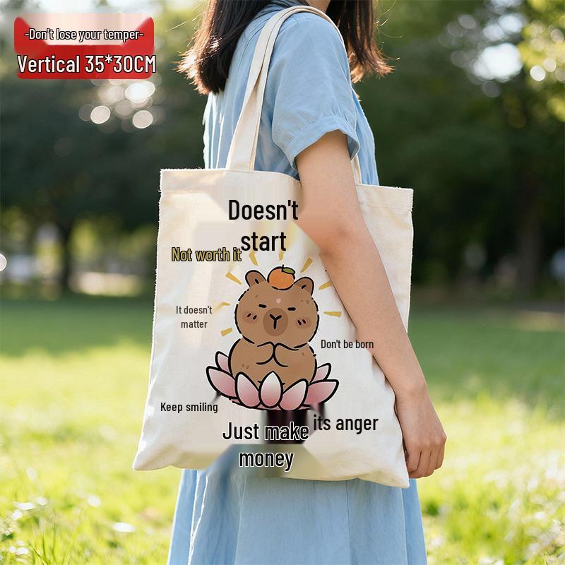 Customizable White Canvas Tote Bag with High-End Feel