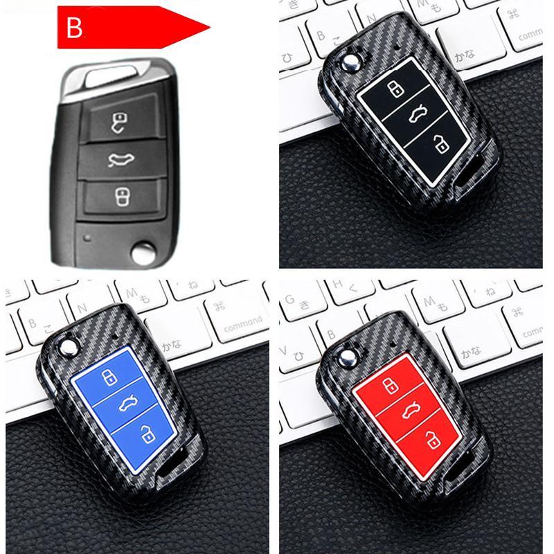 Silicon Carbon Fiber Abs Matte Car Key Cover Case For Volkswagen Vw Golf7 Mk7 Seat Ibiza Leon Fr 2 Altea Aztec For Skoda Octavia
