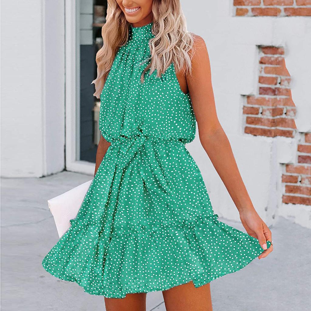 Fashion Women Floral  Printed  Strapless Ruffle Bandage Casual  Dress