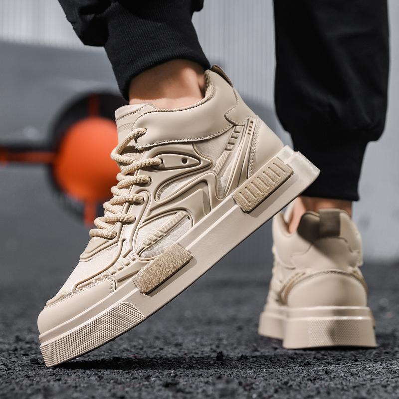 Męskie Czarne Buty do Koszykówki Codzienne Buty Skateboardowe Beżowe Wysokie Trampki do Biegania dla Studentów Duże Rozmiary
