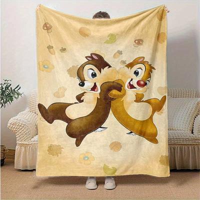 1 buc,"Pătură fermecătoare Chip 'n' Dale Perfectă pentru Decor Acasă, Husă Canapea, Utilizare Exterioară, Călătorii, Somn la Birou"