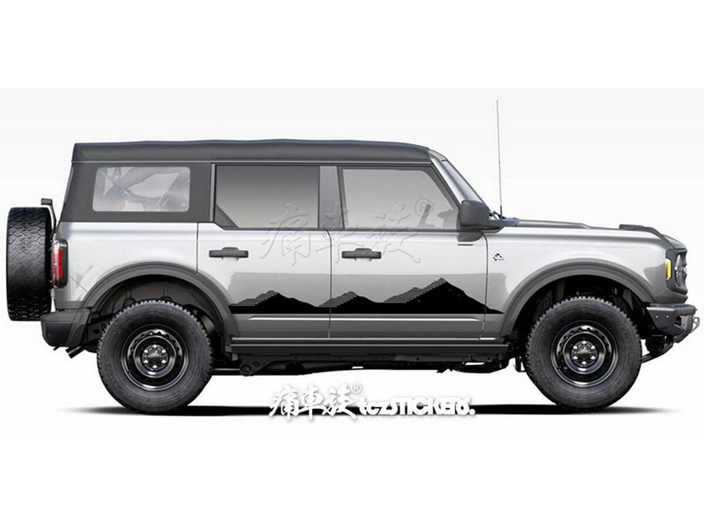 Bronco Mustang Car Stickers: Pinstripes, Waistline, and Side Skirt Decorations