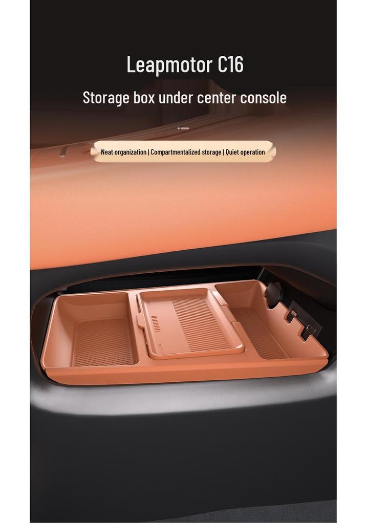 Fits 24 Leapmotor C16/C10 Models: Center Console Lower Storage Box Organizer and Decorative Supplies.