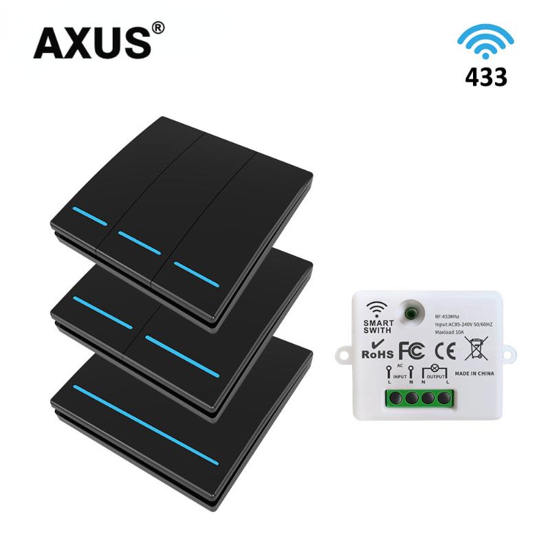 

Беспроводной переключатель AXUS RF433 МГц 1/2/3-канальный арт-домашний пульт дистанционного управления без проводов, кнопка с сильным сигналом, управляемая разделом