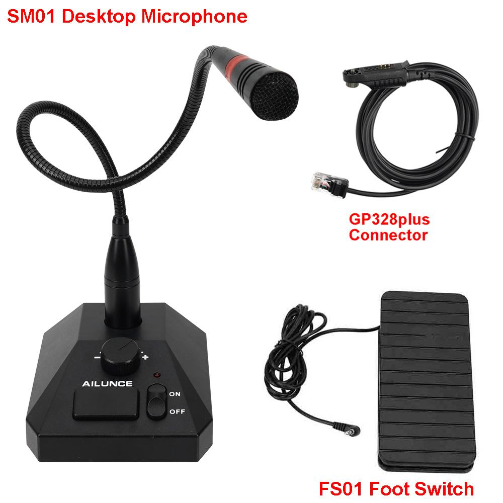 Aliunce Sm01 Microfone de mesa para walkie talkie Rt622 Rt3s Hd1 Ra685 Rt95 Rádio bidirecional Microfone de mão 2 pinos / Gp328plus