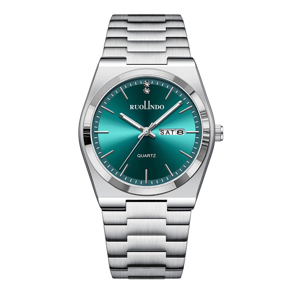 Men's Quartz Watch with Stainless Steel Band and Calendar