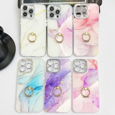 Padrão Mármore Galvanizado para Capa de Celular IPhone16 para Apple 15promax Suporte de Anel Capa Protetora