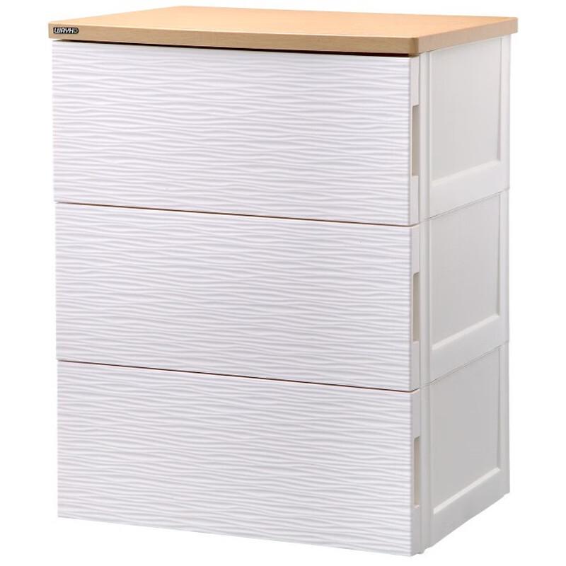 WEZHO Wooden Top Plastic Drawer Storage Cabinet