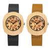 Antique Wooden Watch for Women with Leather Strap: Analog Waterproof Bohemian Accessory - Valentine's Day or Christmas Gift