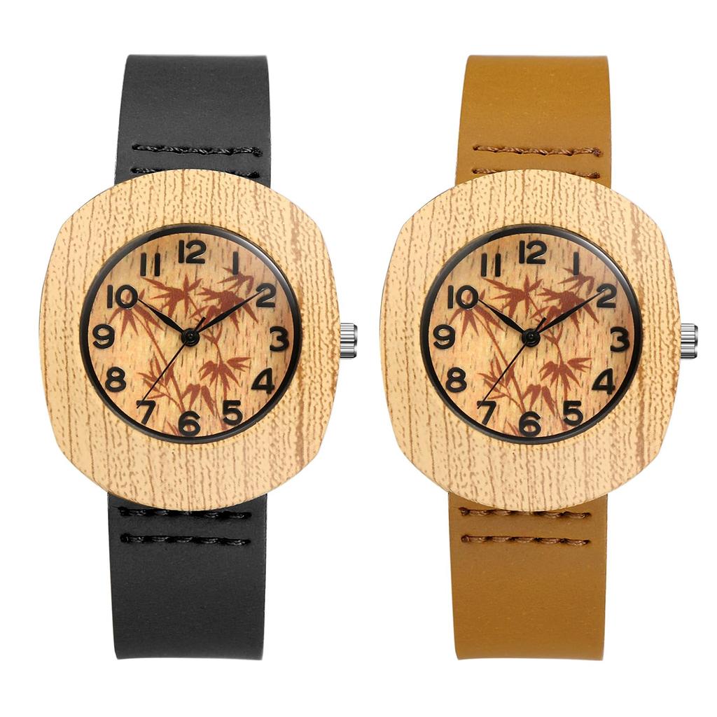 Antique Wooden Watch for Women with Leather Strap: Analog Waterproof Bohemian Accessory - Valentine's Day or Christmas Gift