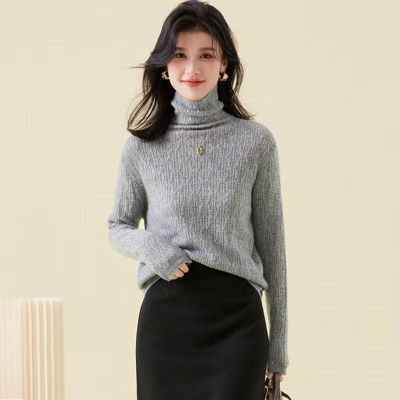 Women's 100% Cashmere High-Neck Pullover Sweater