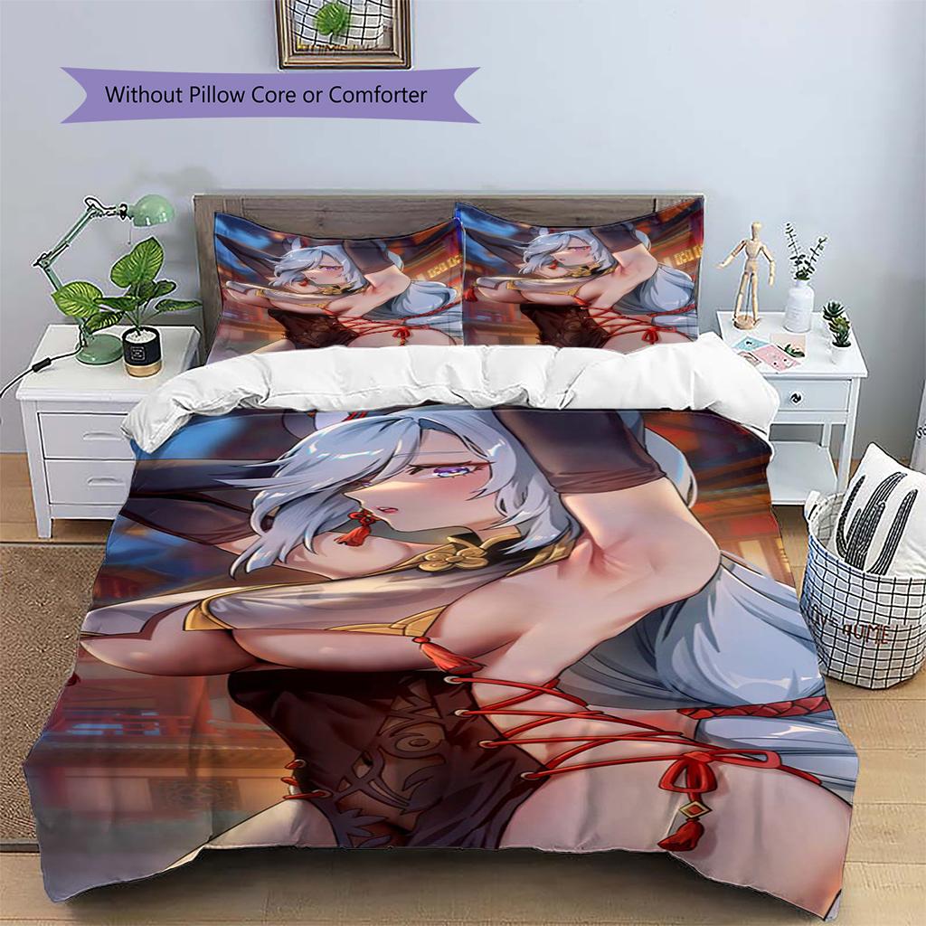 Anime Pattern Bedding Quilt Set Quilt Cover Pillowcase Home Decoration Birthday Gift (1 * Duvet Cover + 2 * Pillowcase, Without Core)