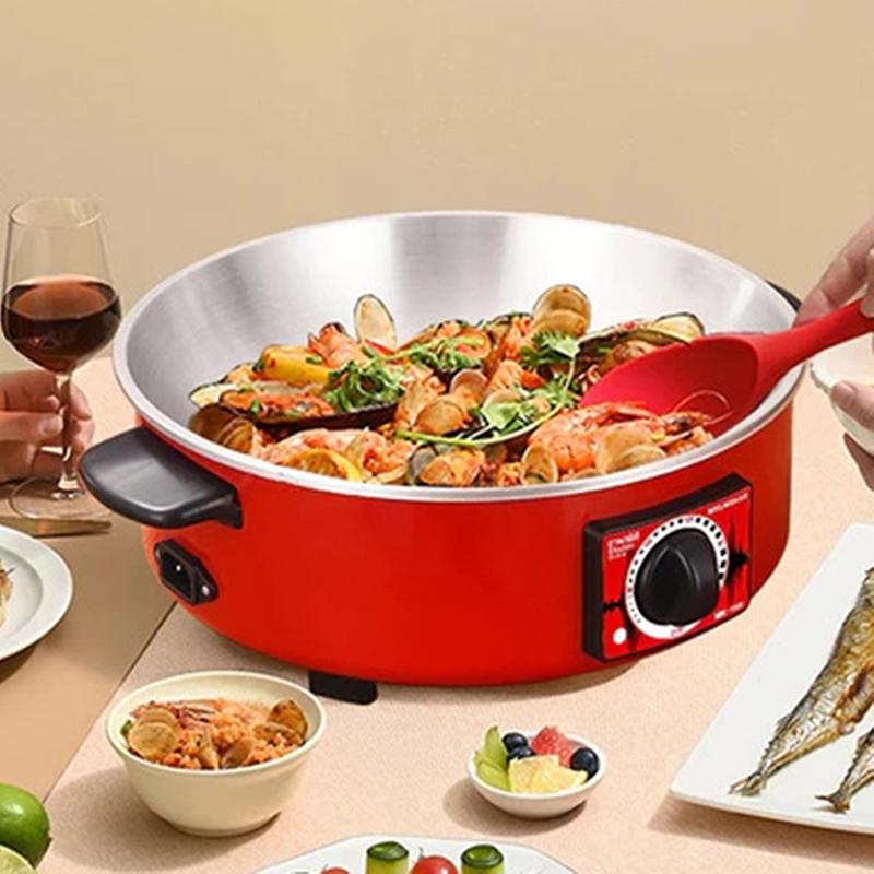12 Inch Multifunctional Electric Hot Pot Non-Stick Frying Pan Multicooker Soup Hotpot For Home Kitchen Cooking Supplies