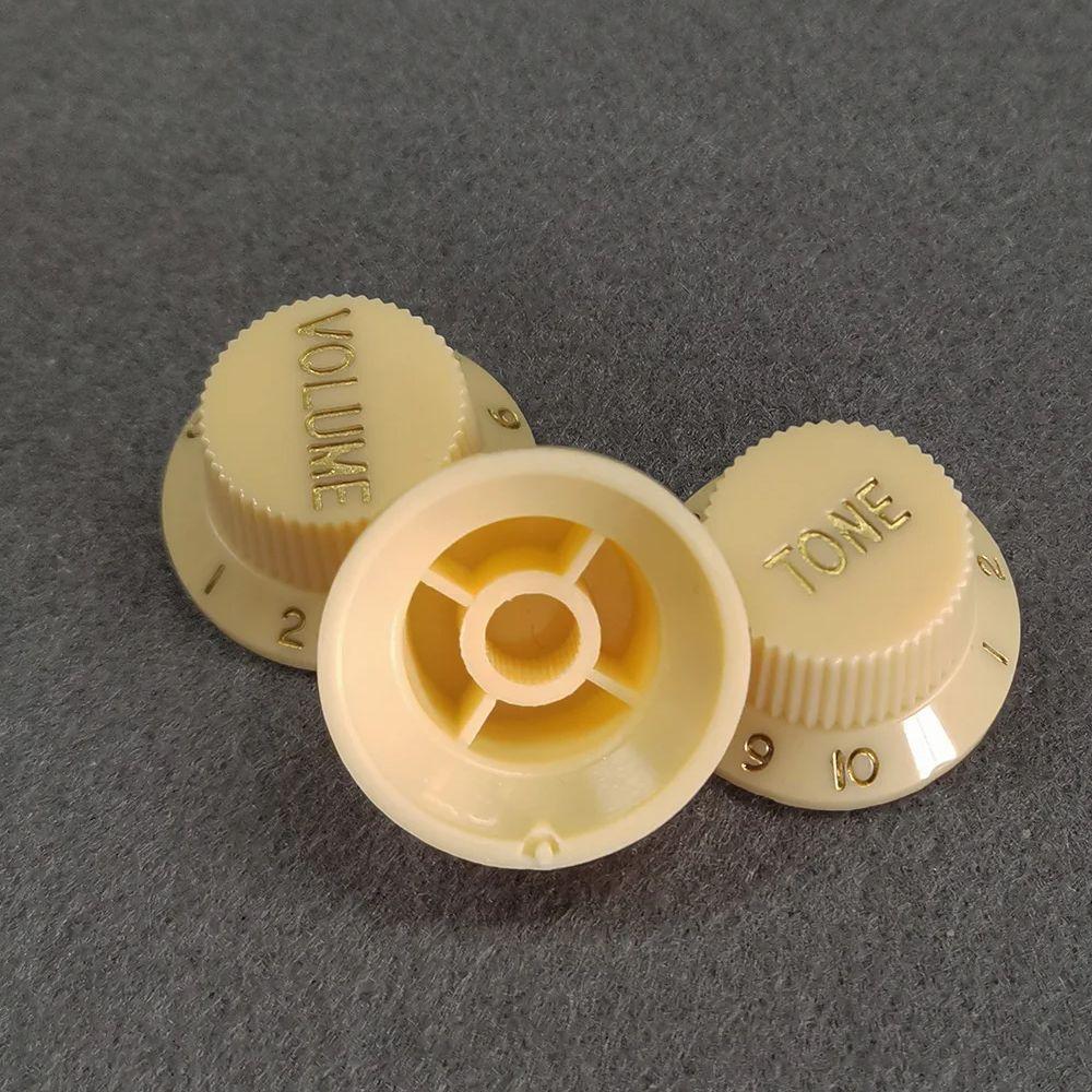 FLEOR 3PCS Plastic ST Guitar Knobs 2T1V Volume Tone Control Knobs Top Hat Caps Buttons Electric Guitar Parts