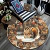 Squirrel Round Area Rug,Carpet Rug for Living Room Bedroom Sofa Playroom Decor,Non-slip Floor Mat